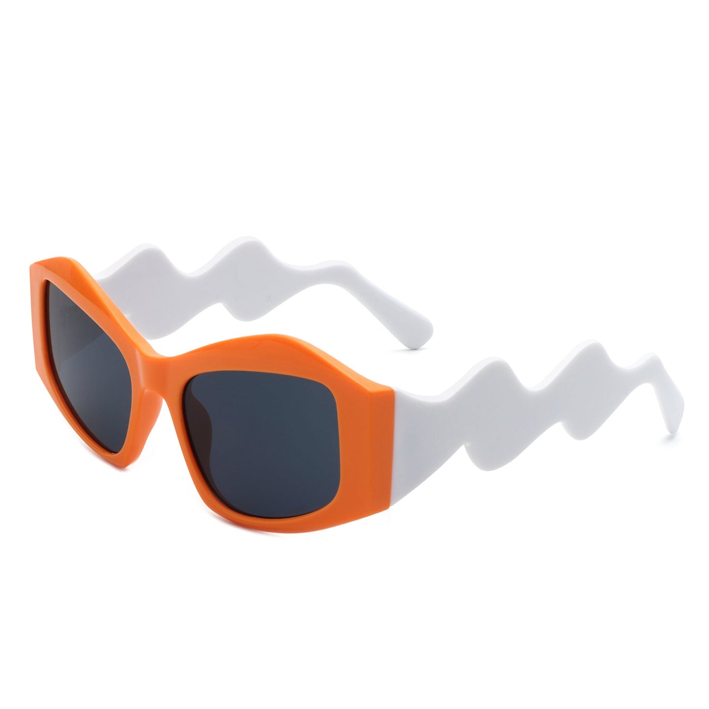 Shimmerz - Square Oversize Irregular Wavy Temple Design Fashion Sunglasses-8