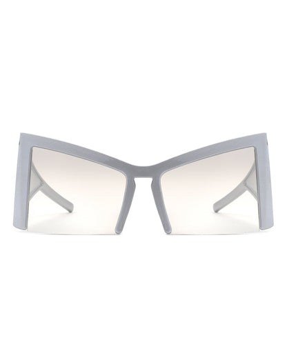 Elyndor - Geometric Square Semi-Rimless Cat Eye Oversize Fashion Sunglass-11