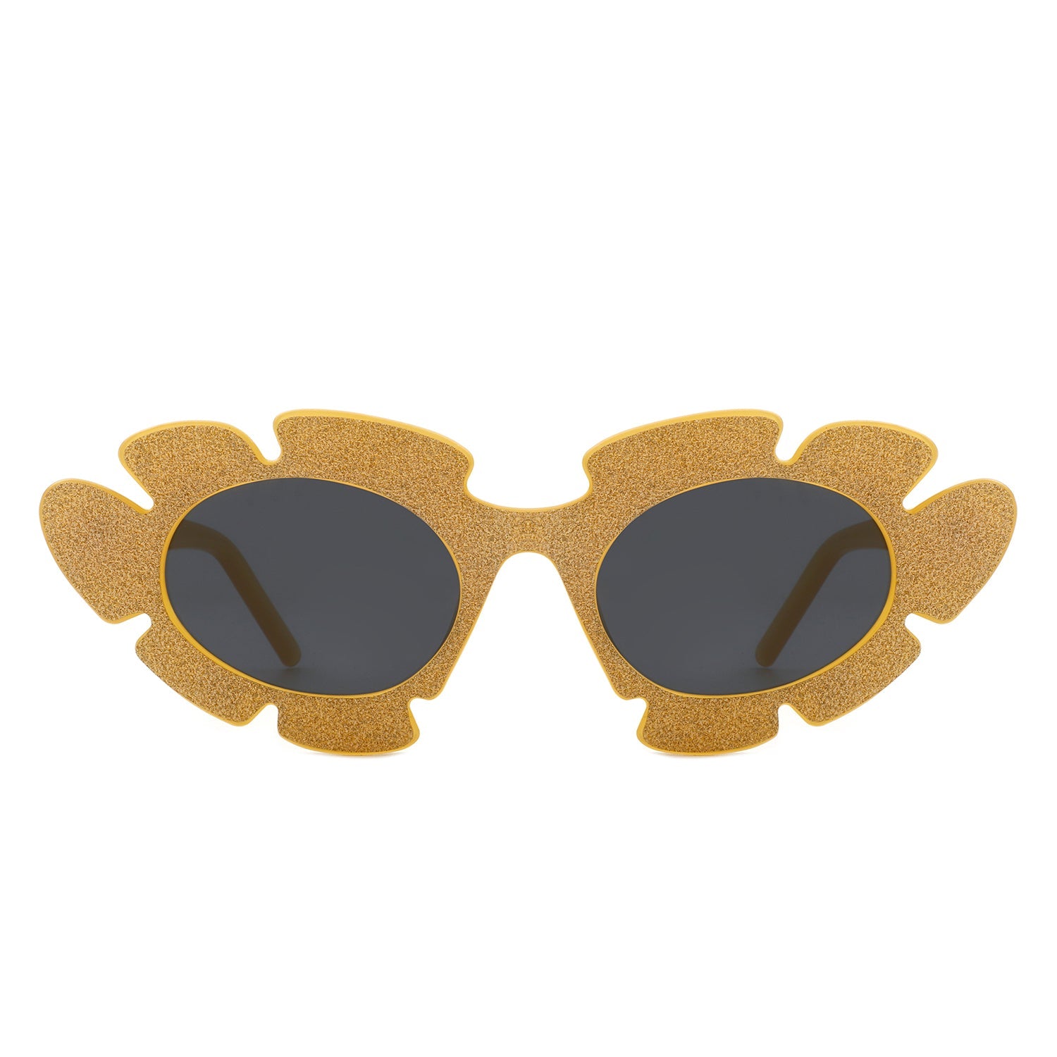Quiveria - Irregular Glitter Round Cut-Out Cat Eye Flower Design Fashion Sunglasses-10