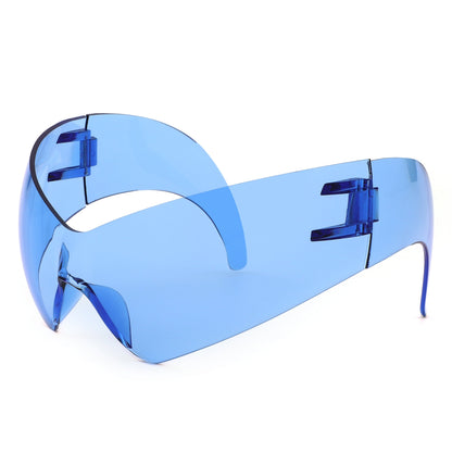 Clutch - Modern Rimless Oversized Color Pop Curved Sunglasses-11