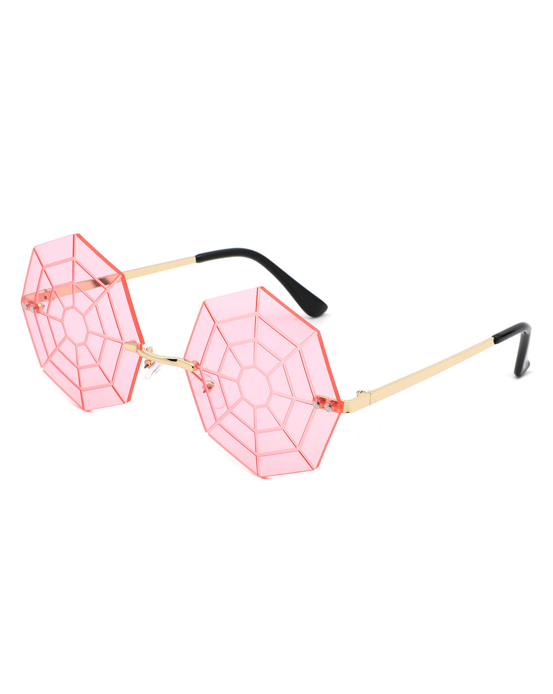 Vaelin - Cramilo Geometric Spider Web Tinted Colored Sunglasses - Round Frame Unisex Sun Glasses - UVA & UVB Protection Polycarbonate Lens Eyewear-12