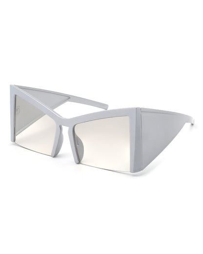 Elyndor - Geometric Square Semi-Rimless Cat Eye Oversize Fashion Sunglass-12