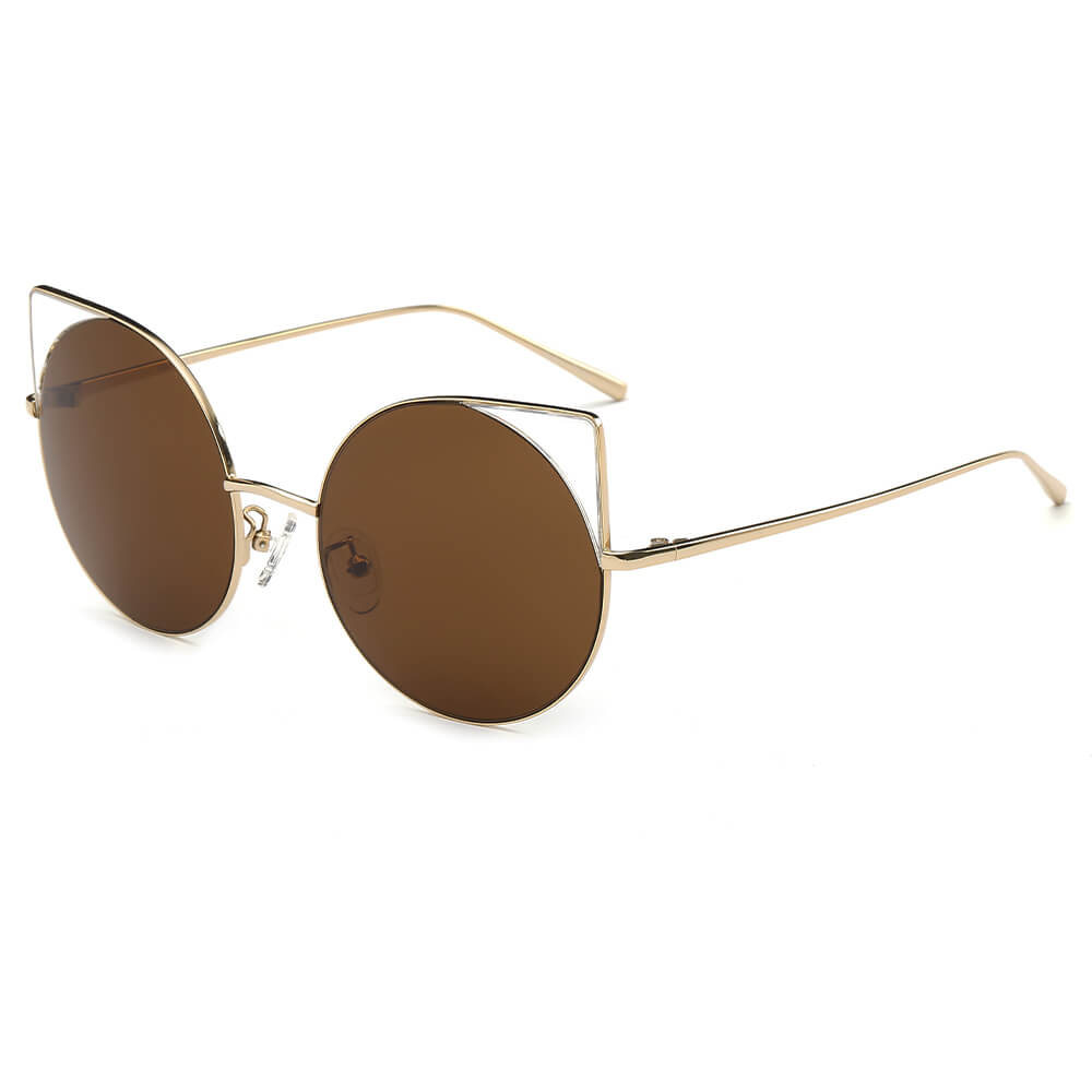 Dublin- Women Mirrored Lens Round Cat Eye Sunglasses-0