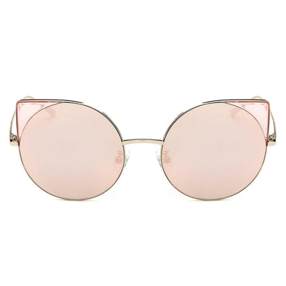 Dublin- Women Mirrored Lens Round Cat Eye Sunglasses-5