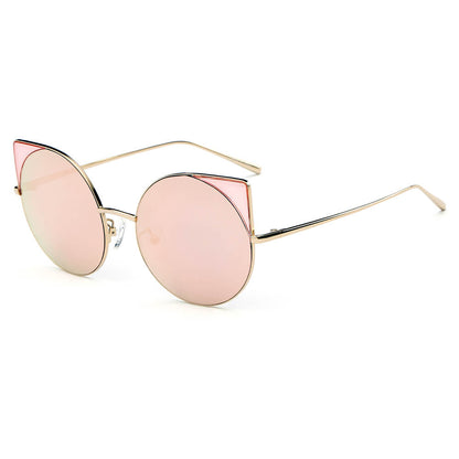 Dublin- Women Mirrored Lens Round Cat Eye Sunglasses-4