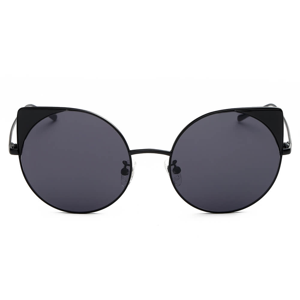 Dublin- Women Mirrored Lens Round Cat Eye Sunglasses-7