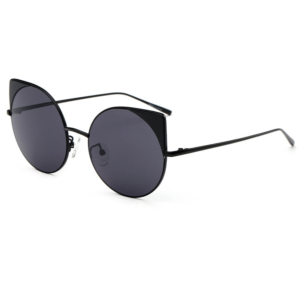 Dublin- Women Mirrored Lens Round Cat Eye Sunglasses-6