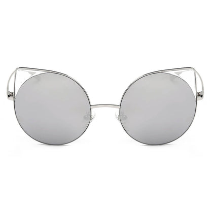 Dublin- Women Mirrored Lens Round Cat Eye Sunglasses-9