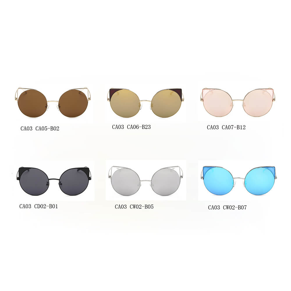 Dublin- Women Mirrored Lens Round Cat Eye Sunglasses-15