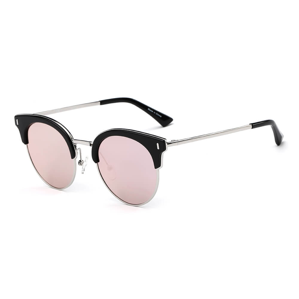 Biloxi -  Women Half Frame Round Cat Eye Polarized Sunglasses-4