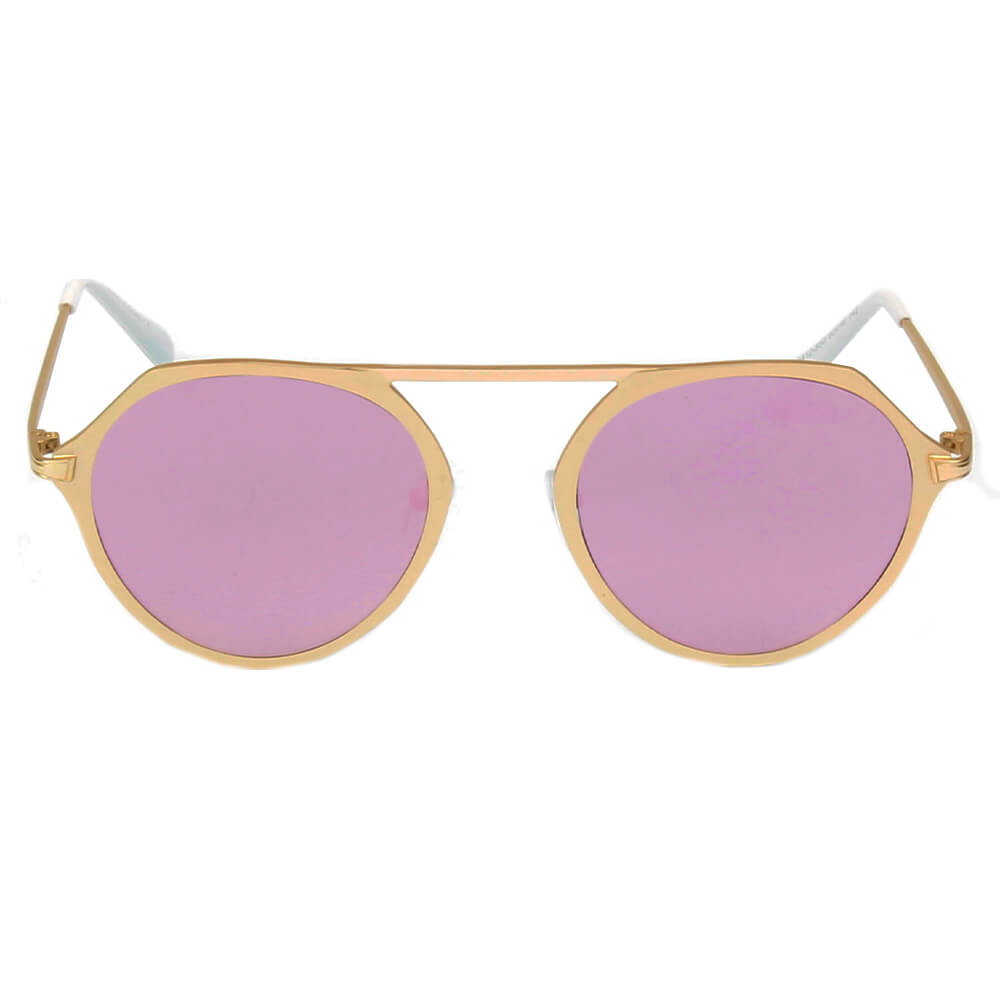 DRESDEN | Modern Flat Top Slender Round Sunglasses-1