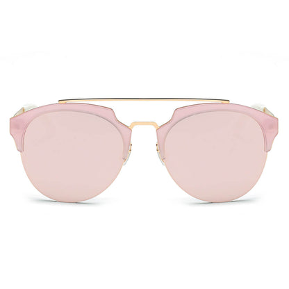 COROLLA | Half Frame Mirrored Lens Horned Rim Sunglasses Circle-7