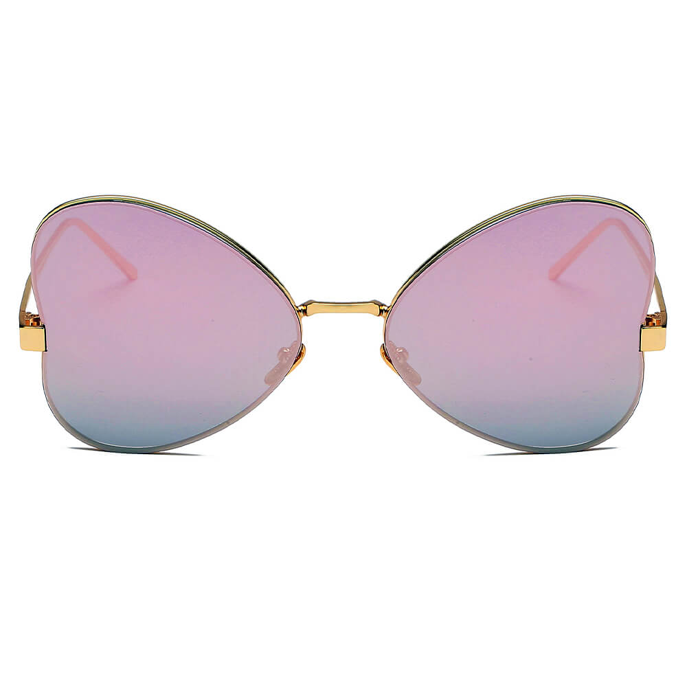 LINDSAY | Women Oversized Rounded Butterfly Fashion Sunglasses-1