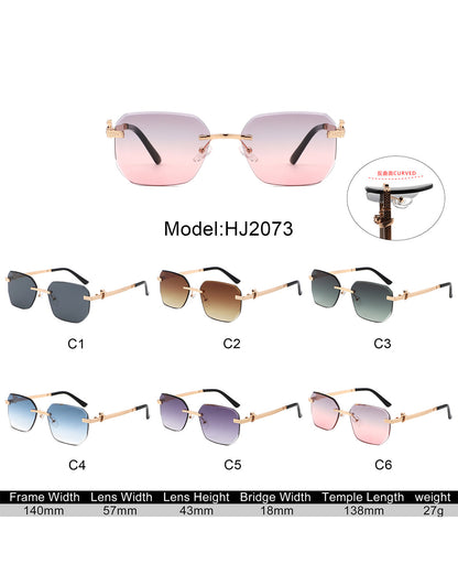 Solar - Cramilo  Rimless Rectangle Tinted Sunglasses - Square Frame Unisex Sun Glasses - UVA & UVB Protection Polycarbonate Lens Eyewear-12