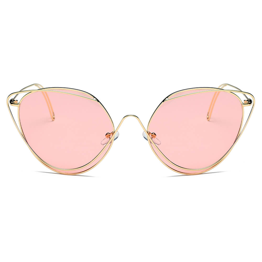 LISLE | Women Fashion Round Wire Art Cat Eye Sunglasses-1