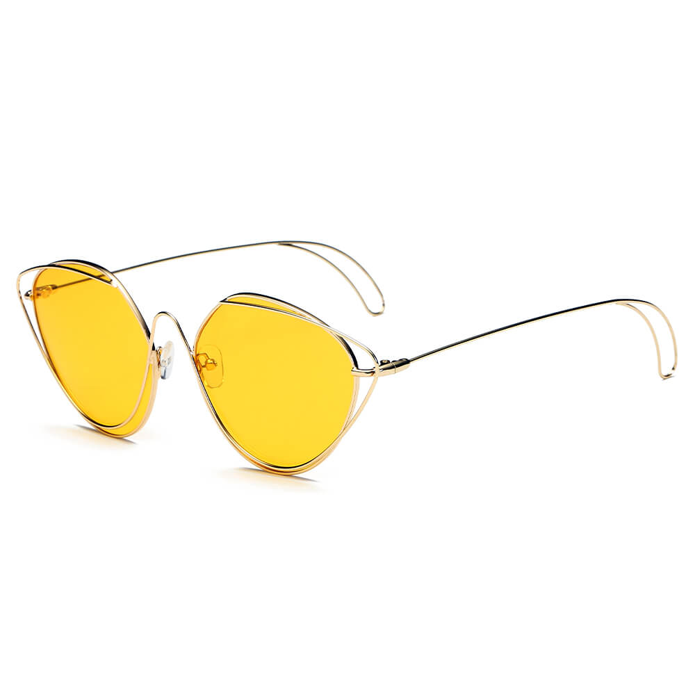 LISLE | Women Fashion Round Wire Art Cat Eye Sunglasses-2