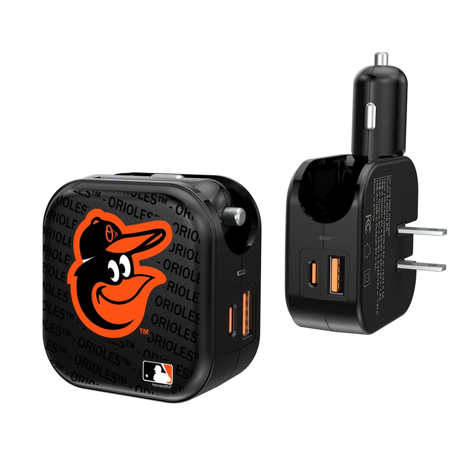 Baltimore Orioles Blackletter 2 in 1 USB A/C Charger-0