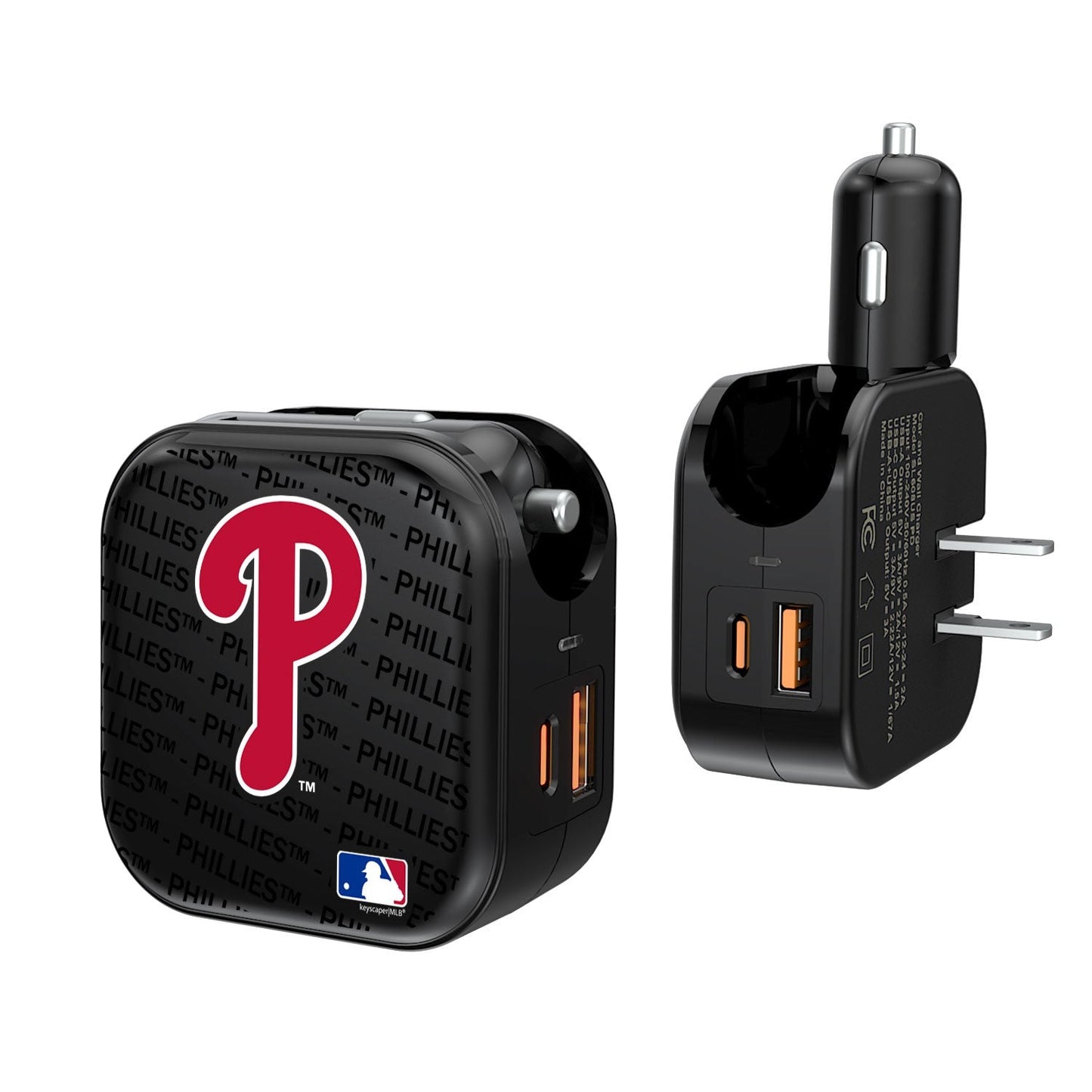 Philadelphia Phillies Blackletter 2 in 1 USB A/C Charger-0