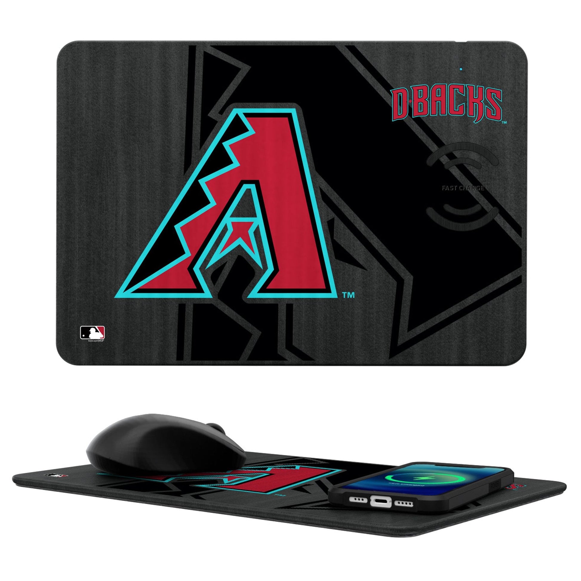 Arizona Diamondbacks Monocolor Tilt 15-Watt Wireless Charger and Mouse Pad-0