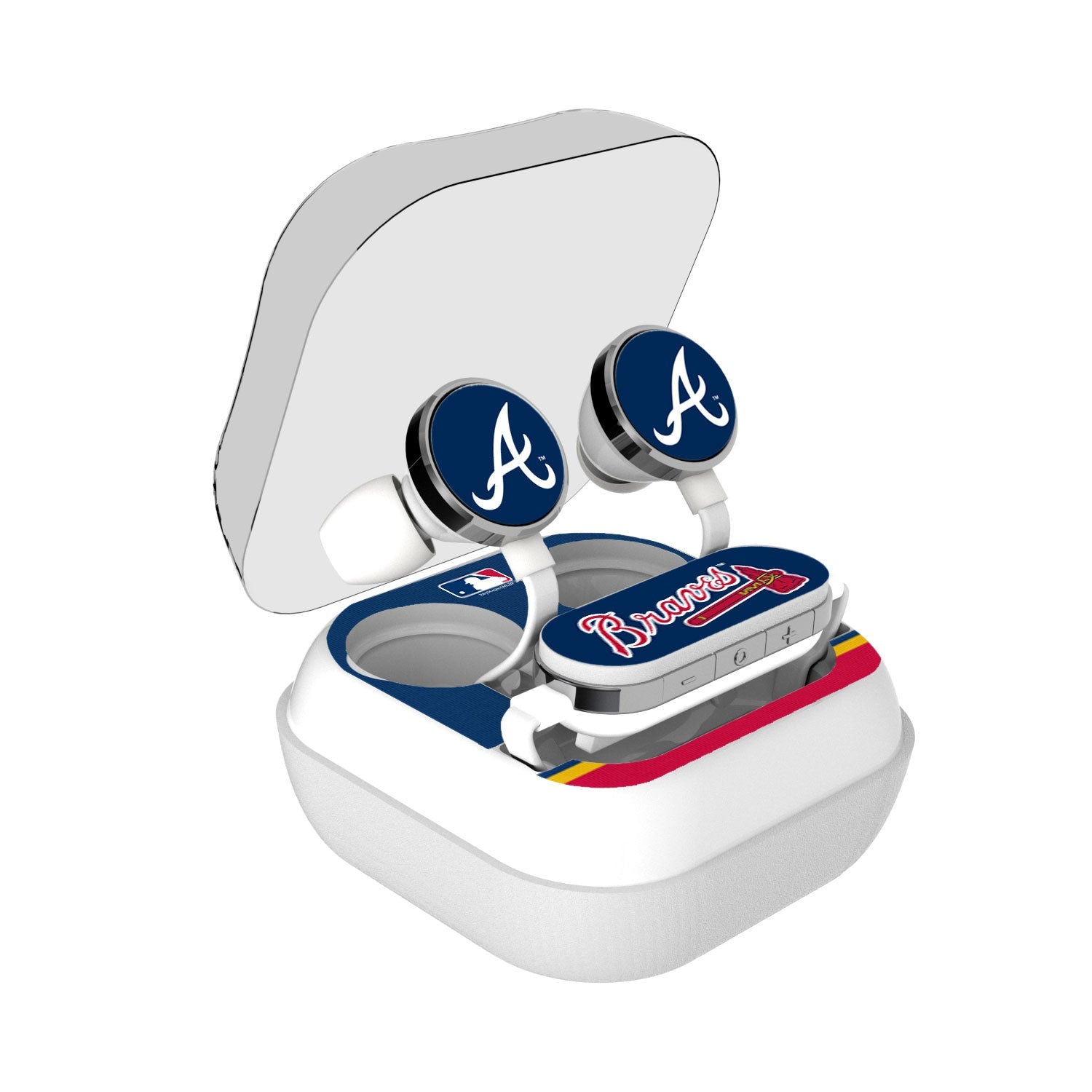 Atlanta Braves Stripe Wireless Earbuds-0