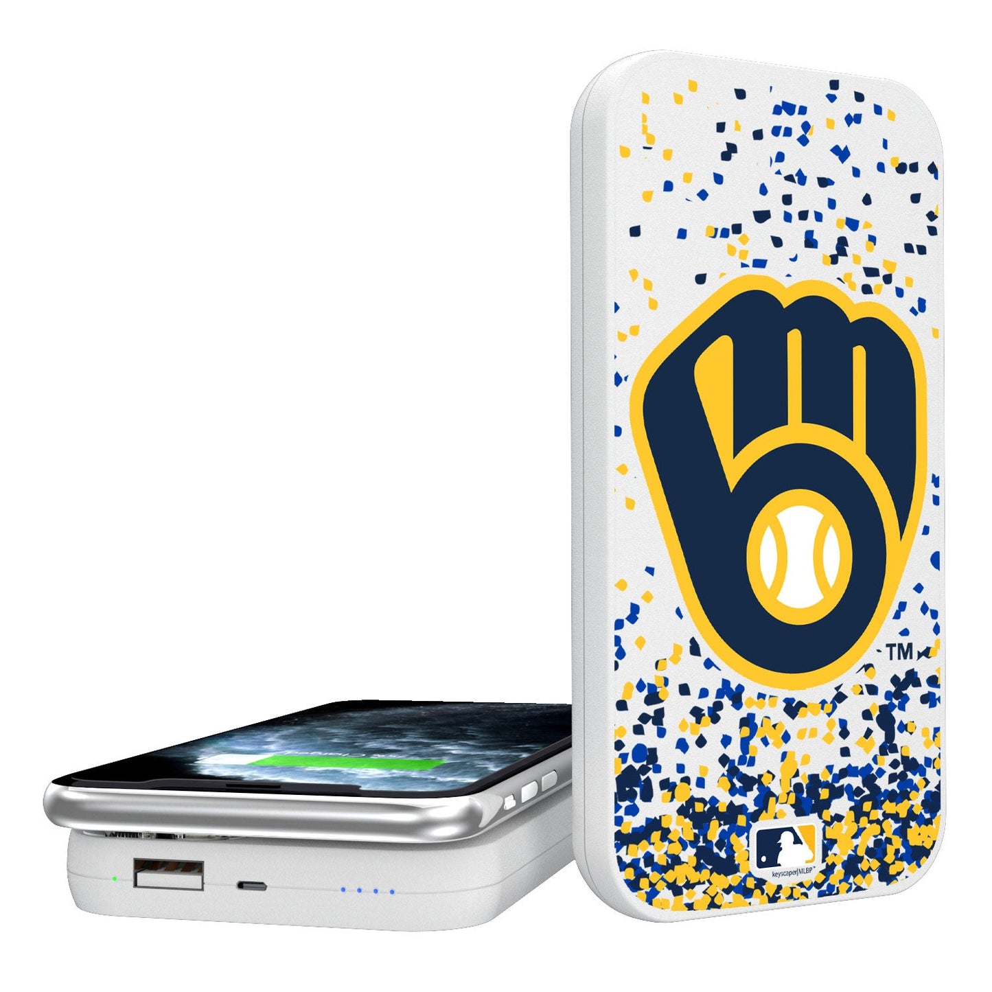 Milwaukee Brewers Confetti 5000mAh Portable Wireless Charger-0