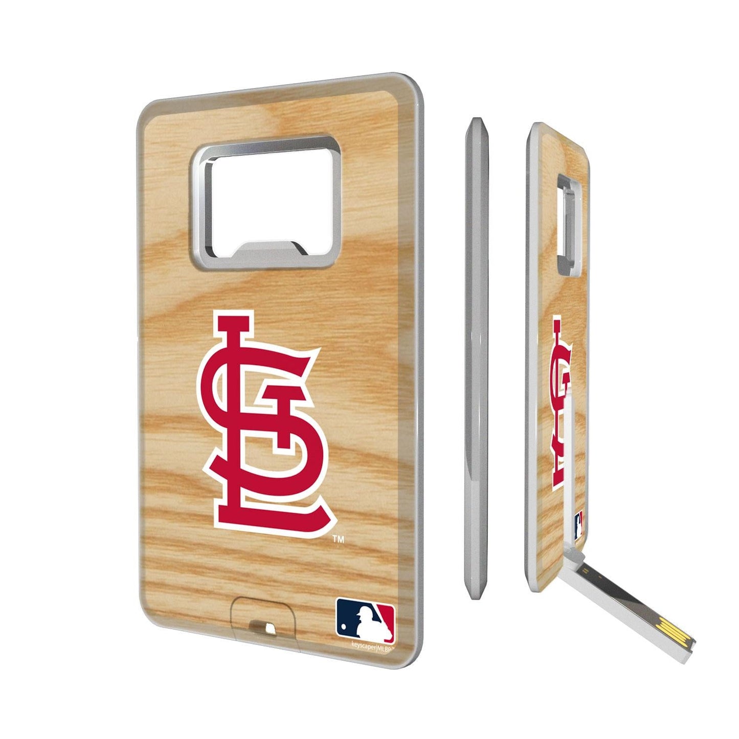 St Louis Cardinals Wood Bat Credit Card USB Drive with Bottle Opener 32GB-0