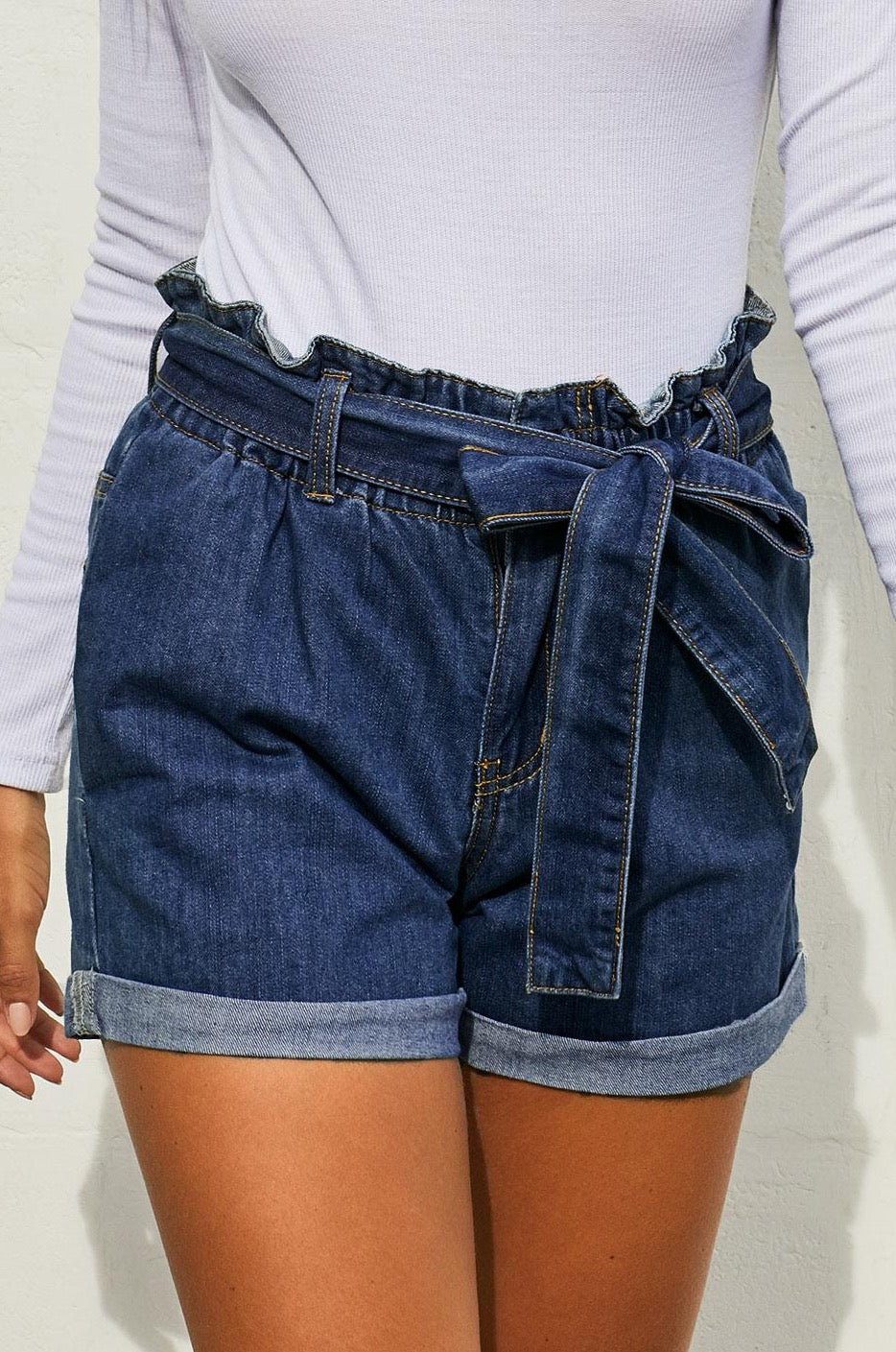 Ruby High Waist Denim Shorts-0