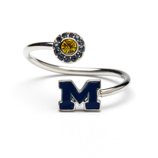 Michigan Adjustable Blue Block M Ring -