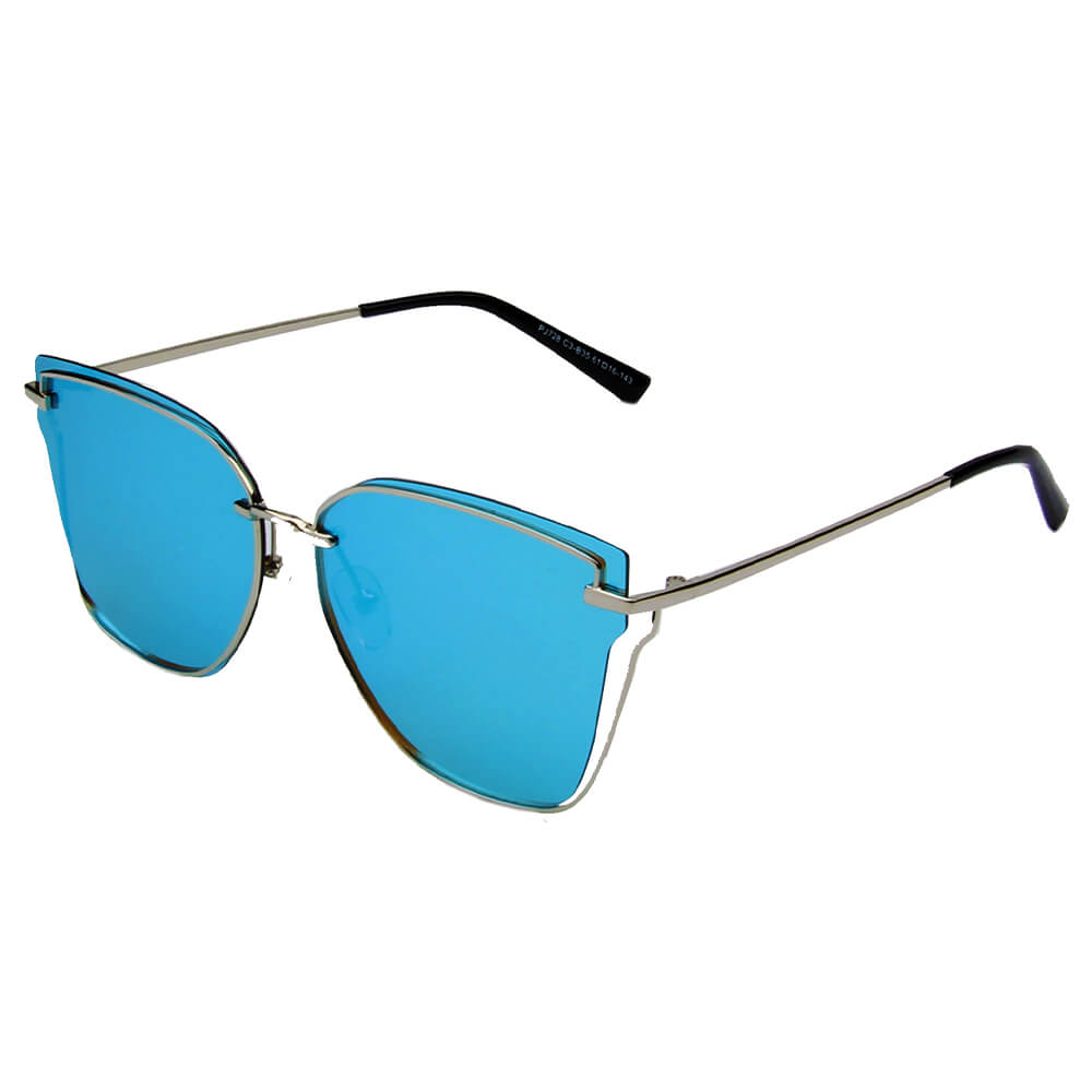 MURCIA | Women Fashion Block Cat Eye Flat Lens Wire Art Polarized Sunglasses-2