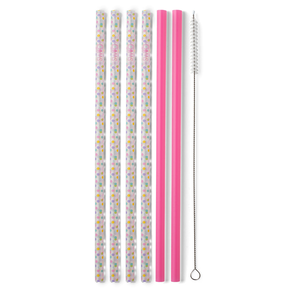 Confetti + Pink Reusable Straw Set