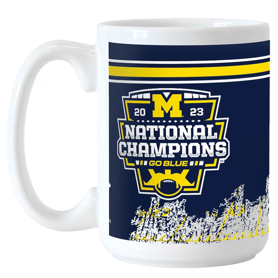 Michigan Wolverines College Football Playoff 2023 National Champions 15oz. Sublimated Mug