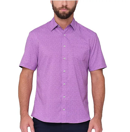 Nick Graham Men's Everywhere Short Sleeve Printed Shirt Size M  Purple