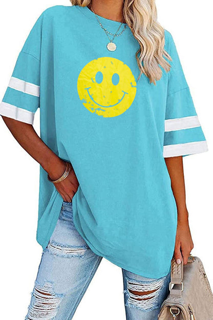 Half Sleeved Round Neck Smiley Cotton Tunic Top