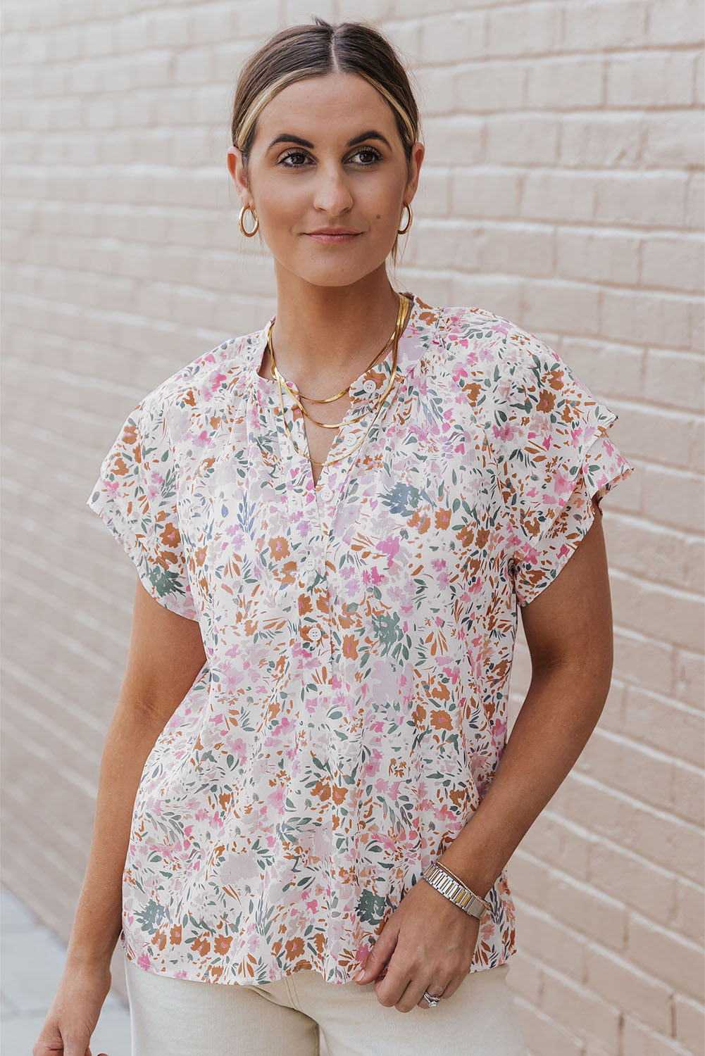 Lilian Floral Mandarin Collar Top-3