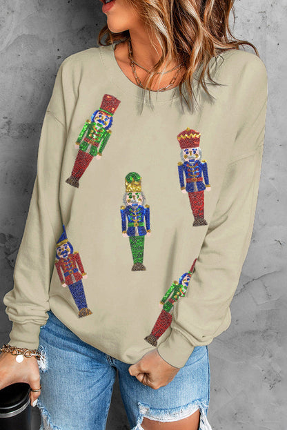 Willa Sequined Nutcracker Doll Casual Sweatshirt-0