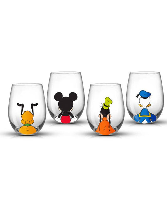 Disney Squad Mickey Mouse & Pals “Looking Back" Wine Glasses