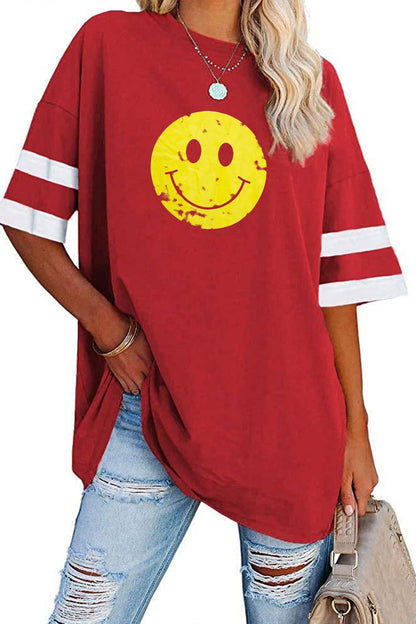 Half Sleeved Round Neck Smiley Cotton Tunic Top