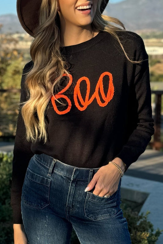 Boo Knitted Ribbed Sweater-0