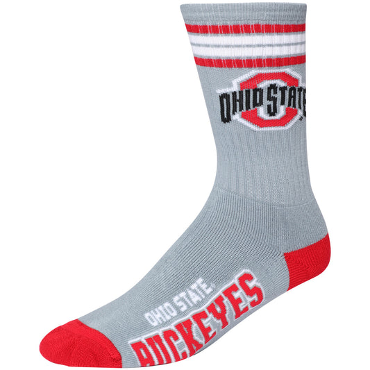 Ohio State Buckeyes For Bare Feet Reverse 4 Stripe Deuce Crew Socks