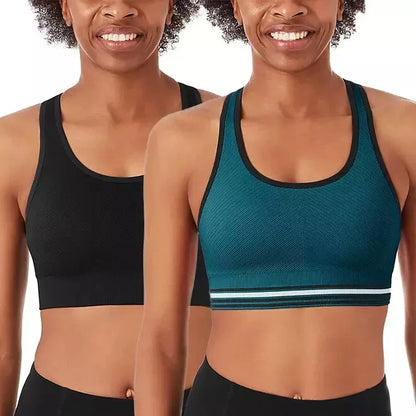 Member's Mark Ladies 2 Pack Racerback Sports Bra Size XL Black & Gem Slate