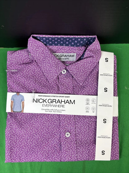 Nick Graham Men's Everywhere Short Sleeve Printed Shirt Size M  Purple