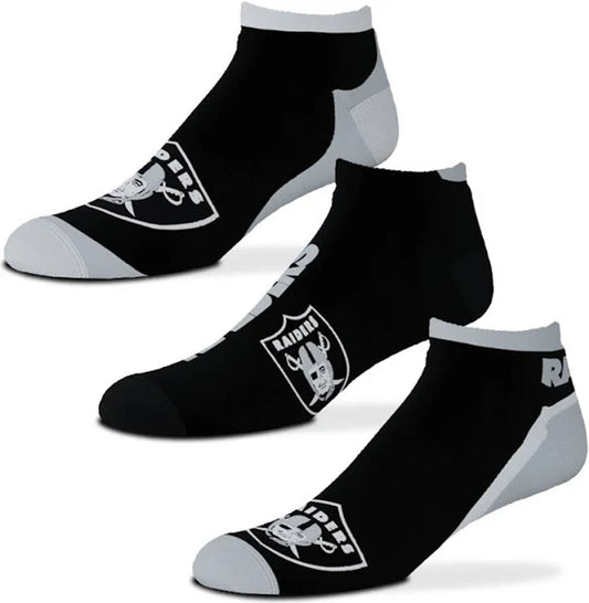 For Bare Feet Las Vegas Raiders Flash Ankle Socks 3-Pack Set