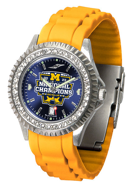 Michigan Wolverines 2023 National Champions Ladies' Sparkle Watch Silicone Band