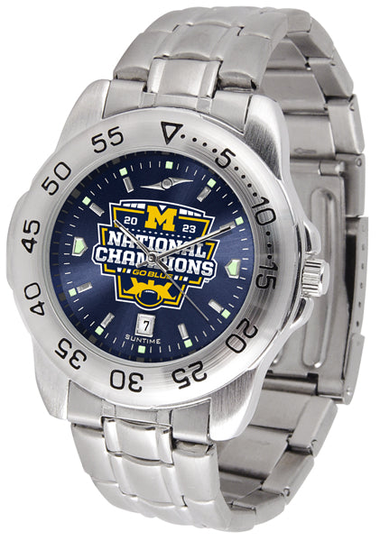 Michigan Wolverines 2023 National Champions Men's Sport Steel Watch AnoChrome