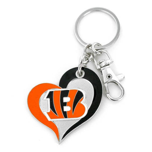 Cincinnati Bengals Swirl Heart Keychain