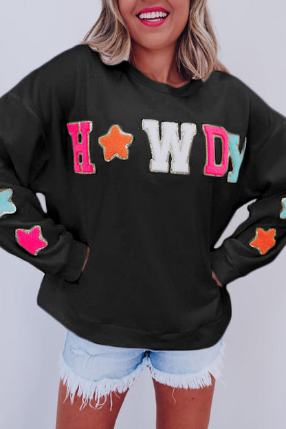 Howdy Patch Graphic Casual Sweatshirt-6