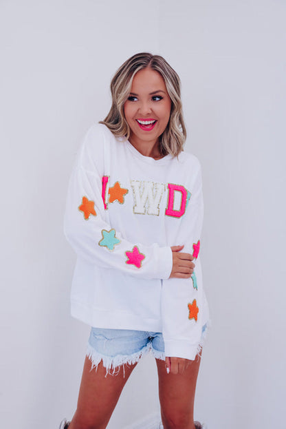 Howdy Patch Graphic Casual Sweatshirt-5