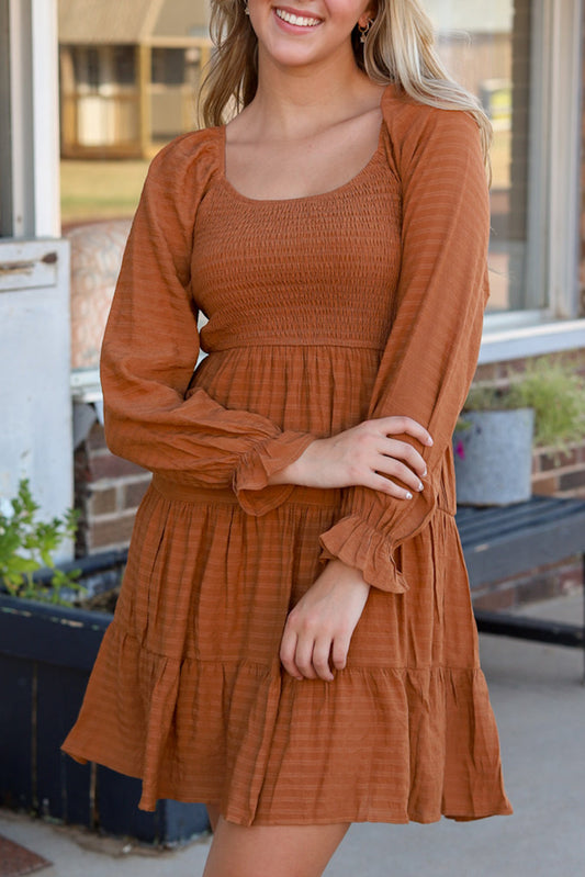 Grace Bishop Sleeve Smocked Tiered Mini Dress-0