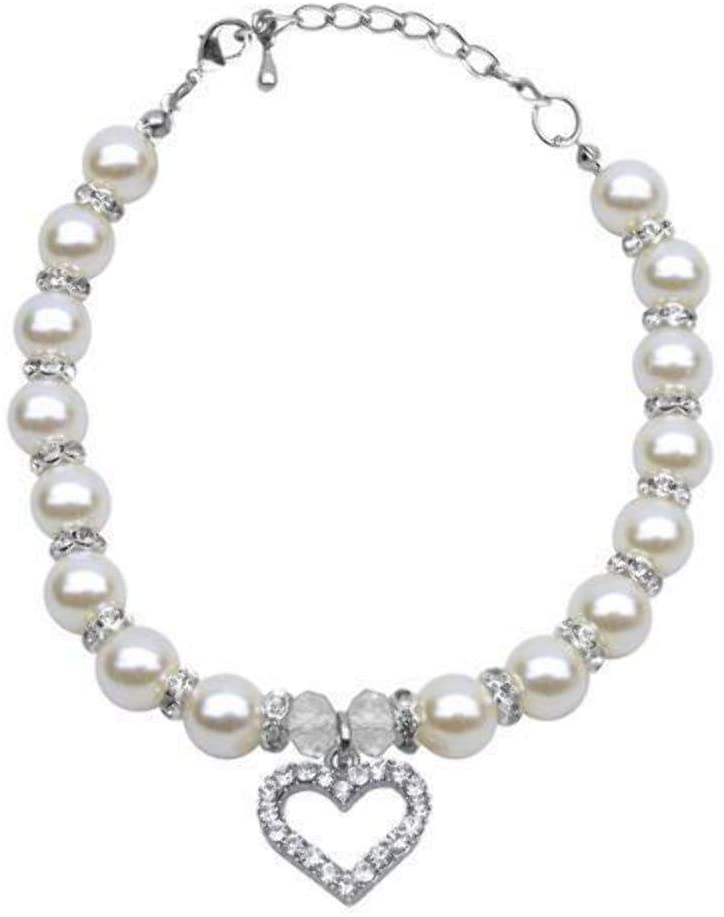 Mirage Pet Products Heart and Pearl Necklace
