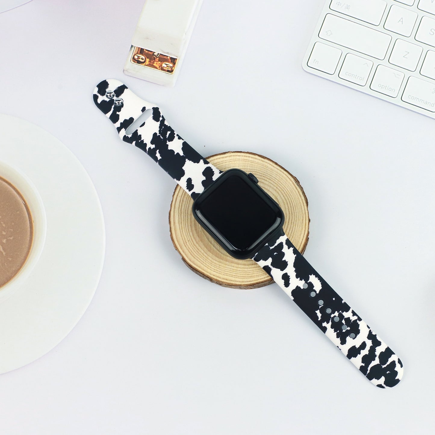 Black Cow Silicone Apple Watch Band